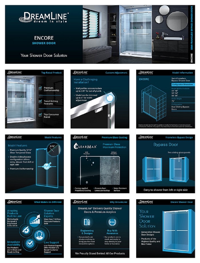 DreamLine Encore 32 in. D x 48 in. W x 78.75 in. H SemiFrameless